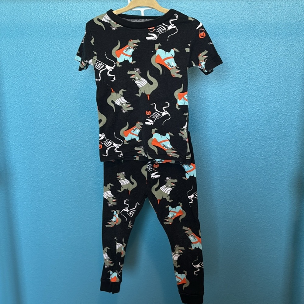 Dinosaur Print Black Kids Pajamas